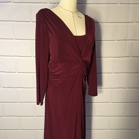 Chaps Burgundy Tight Fitted Dress Size Large - Picture 2 of 6